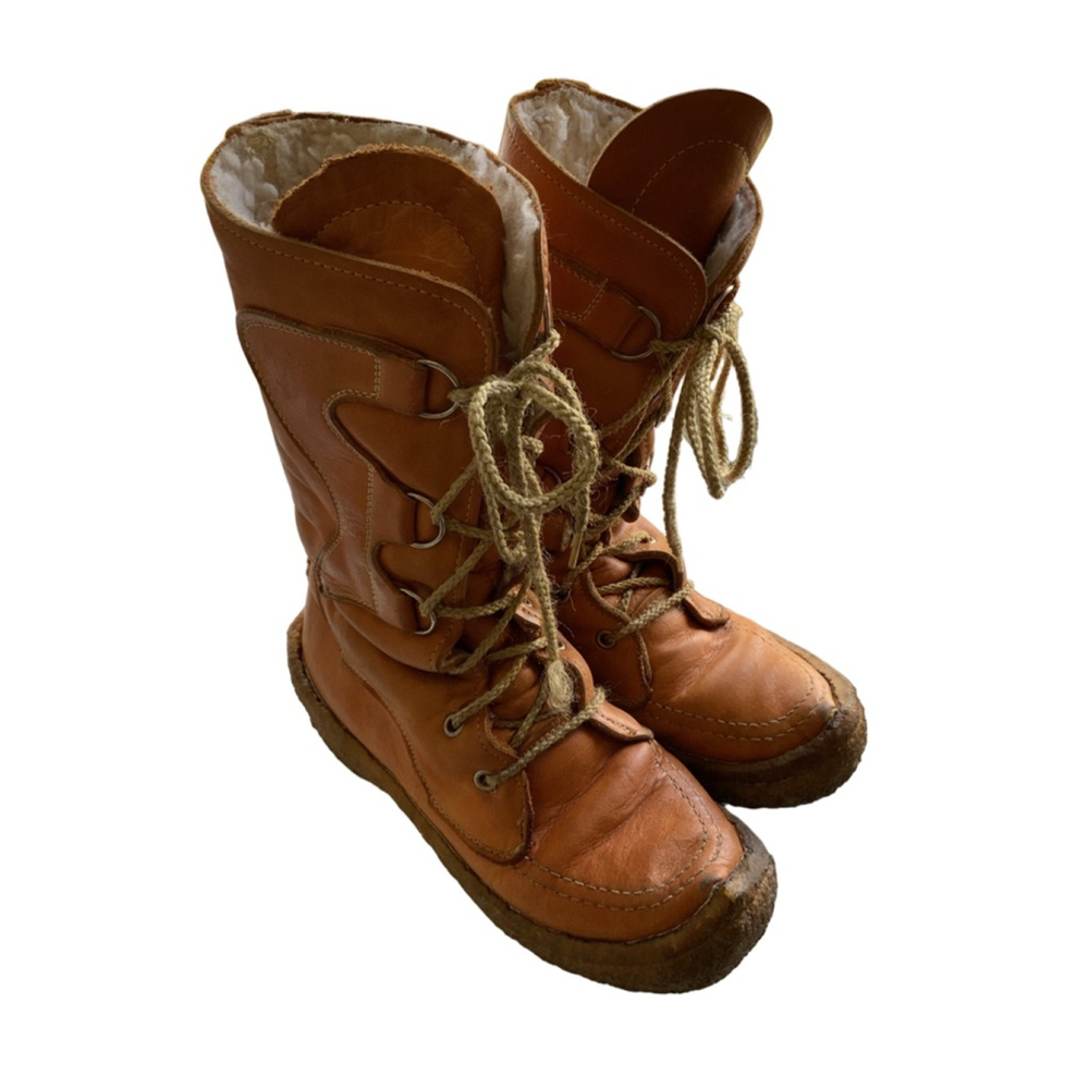 Muk Luks Brown Leather Lace Up Boots Size 7